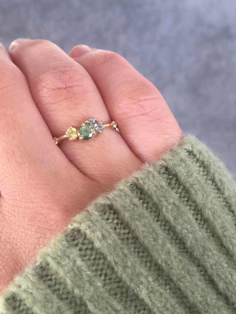 Finished sapphire and kornerupine Ring